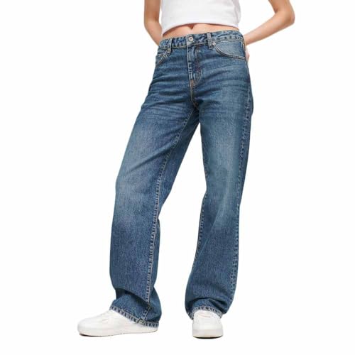 Superdry Damen Jeans aus Bio-Baumwolle mit mittlerer Leibhöhe Fulton Vintage Blau 28/30 von Superdry