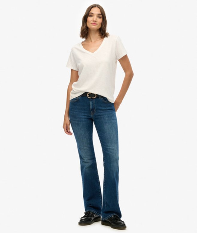Superdry Damen Jeans aus Bio-baumwolle mit Ausgestelltem Bein und Mittelhohem Bund Blue - Größe: 26/32 von Superdry