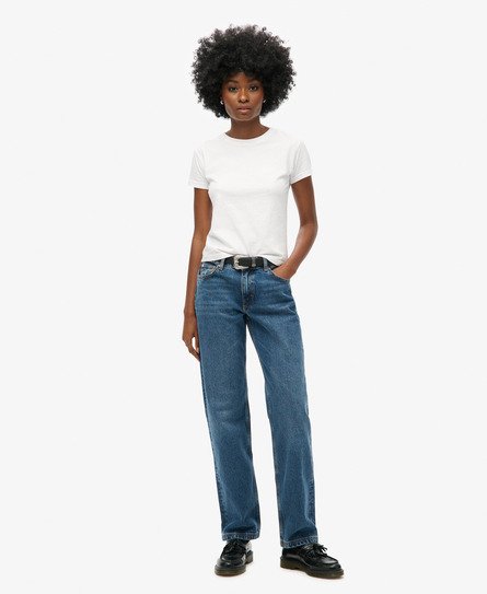 Superdry Damen Jeans mit Geradem Bein und Mittlerer Leibhöhe Dunkelblau - Größe: 26/30 von Superdry