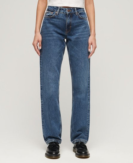 Superdry Damen Jeans mit Geradem Bein und Mittlerer Leibhöhe Dunkelblau - Größe: 28/30 von Superdry