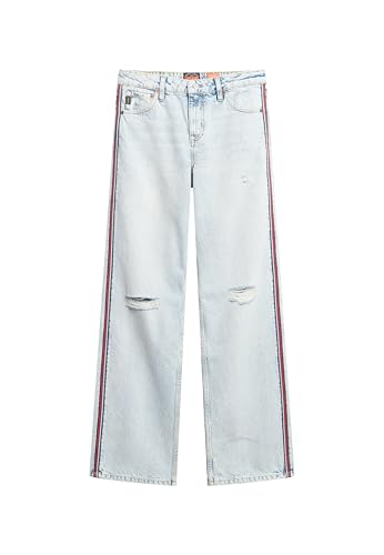 Superdry Damen Jeans mit mittlerer Leibhöhe, weitem Bein und doppelten Bändern Frühling Vintage Custom 34/30 von Superdry