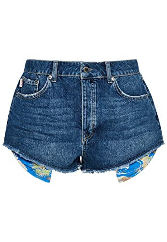 Superdry Damen Jeansshorts Shorts, Madison Mid Blue, 36 von Superdry