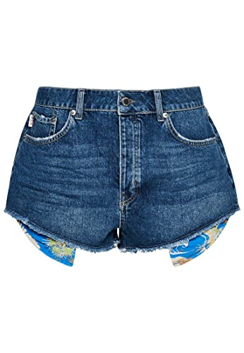 Superdry Damen Jeansshorts Shorts, Madison Mid Blue, 42 von Superdry