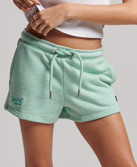 Superdry Women's Jersey-Shorts mit Aufgesticktem Vintage-Logo Grün - Größe: 40 von Superdry