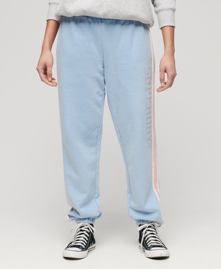 Superdry Damen Jogginghose mit Vintage-Seitenstreifen Blau - Größe: 40 von Superdry