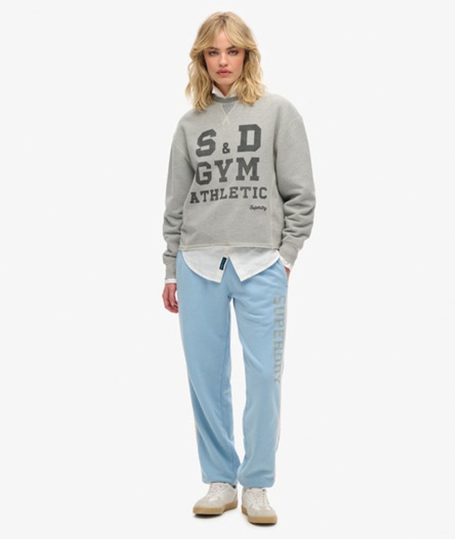 Superdry Damen Athletic Essentials Vintage-jogginghosen mit Seitenstreifen Blau - Größe: 44 von Superdry