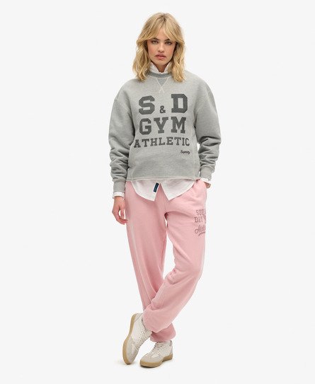 Superdry Damen Jogginghose mit Vintage-Waschung und Grafik Pink - Größe: 36 von Superdry