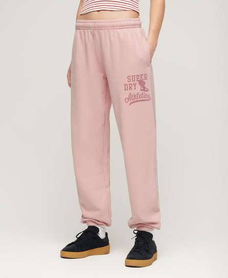 Superdry Damen Jogginghose mit Vintage-Waschung und Grafik Pink - Größe: 40 von Superdry