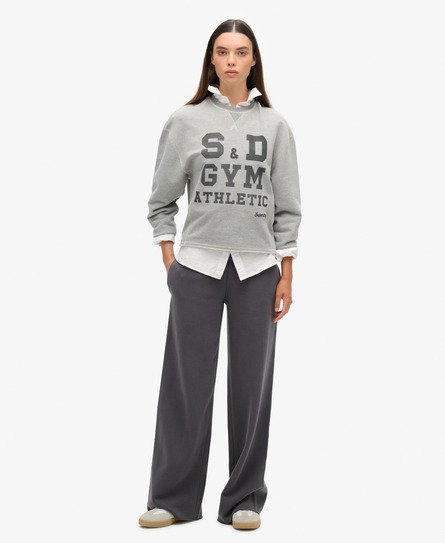 Superdry Damen Grau Jogginghosen im Washed-Look mit Geradem Beinschnitt, Größe: 40 von Superdry