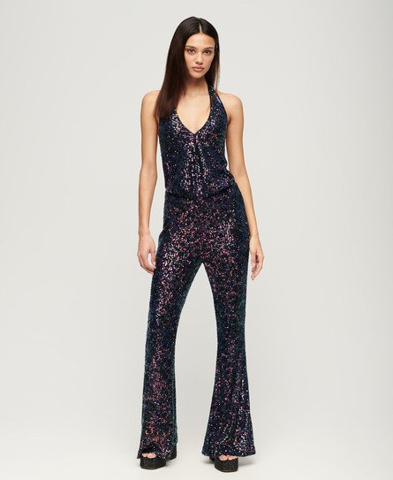 Superdry Women's Jumpsuit mit Nackenträger und Pailletten Bunt - Größe: 36 von Superdry