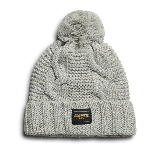 Superdry Damen Kabelknit Beanie Hat Baseballkappe, Eisgrau, Fleck, One Size von Superdry