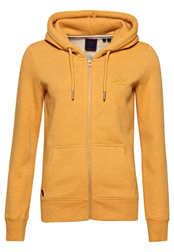 Superdry Damen Kapuzenjacke aus Bio-Baumwolle mit Vintage Logo Ocker Meliert 36 von Superdry