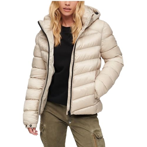 Superdry Damen Kapuzenjacke mit Fuji-Polsterung Jacke, Pelican Beige, 36 von Superdry