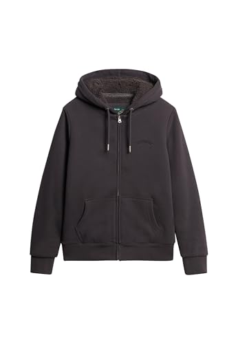 Superdry Damen Borg-gefütterter Hoodie mit Reißverschluss Bison Schwarz 42 von Superdry