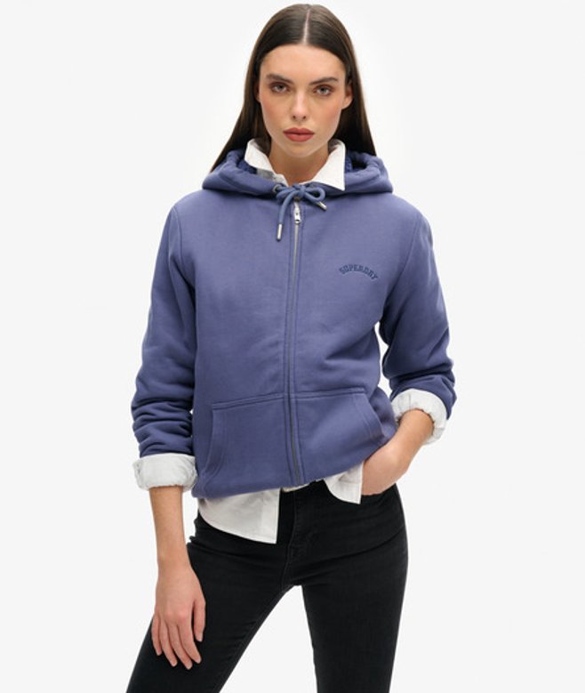 Superdry Damen Borg-gefütterter Hoodie mit Reißverschluss Marineblau - Größe: 38 von Superdry