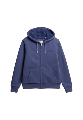 Superdry Damen Borg-gefütterter Hoodie mit Reißverschluss Mariner Marineblau 40 von Superdry