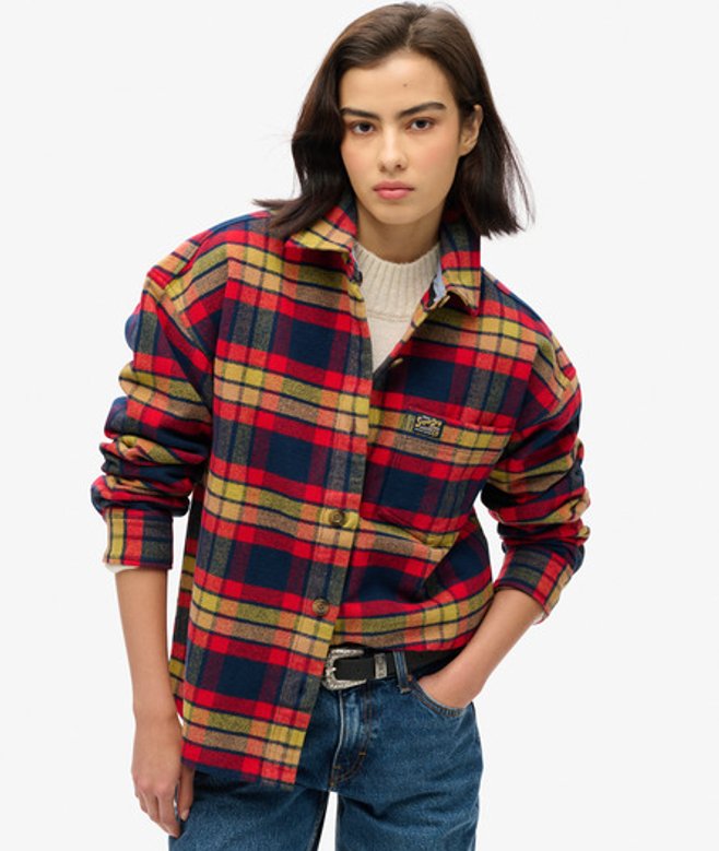 Superdry Damen Karierte Hemdjacke aus Flanell Rot - Größe: 38 von Superdry