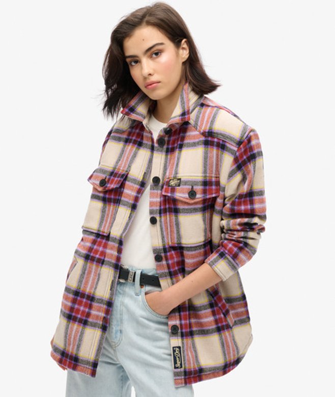 Superdry Damen Karierte Hemdjacke mit Teddyfell Braun - Größe: 38 Superdry Damen Karierte Hemdjacke mit Teddyfell Braun - Größe: 38 von Superdry
