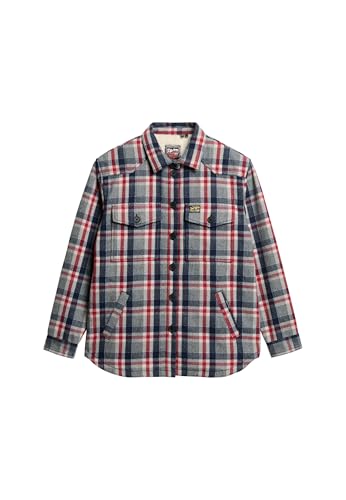 Superdry Damen Karierte Hemdjacke mit Teddyfell Rot/Grau Kariert 38 von Superdry