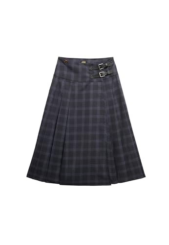 Superdry Damen Karierter Midi-Faltenrock Anthrazit Kariert 38 von Superdry