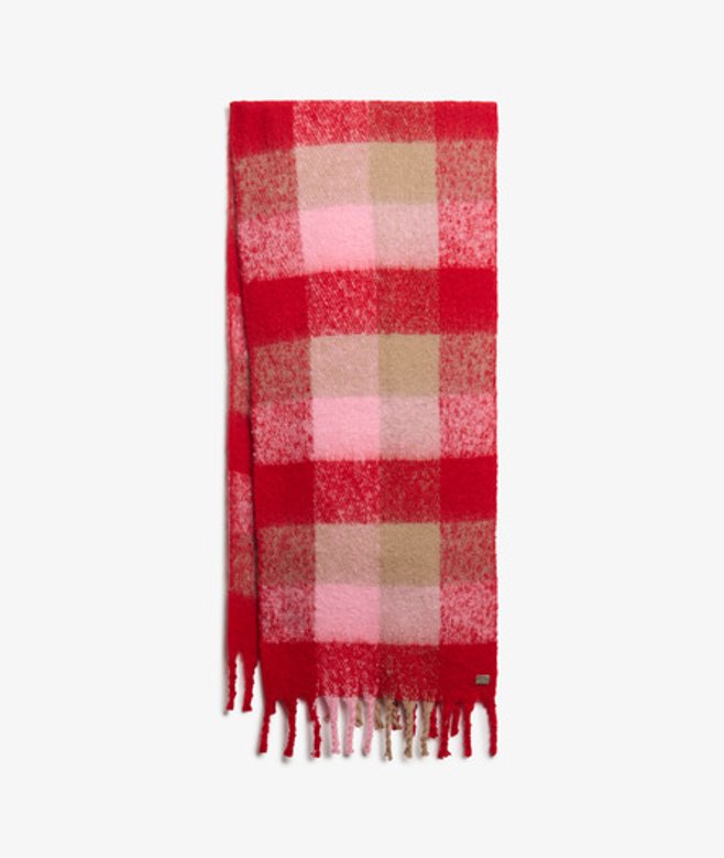 Superdry Damen Karierter Schal Pink - Größe: 1Größe von Superdry