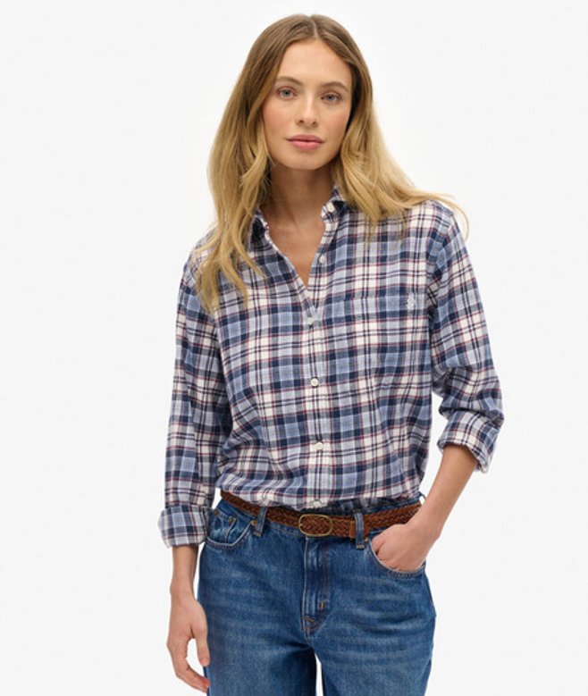 Superdry Damen Kariertes Hemd aus Flanell im Boyfriend-stil Blue - Größe: 34 Superdry Damen Kariertes Hemd aus Flanell im Boyfriend-stil Blue - Größe: 34 von Superdry