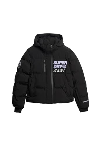 Superdry Damen Kastenförmige Ski-Steppjacke Schwarz 40 von Superdry