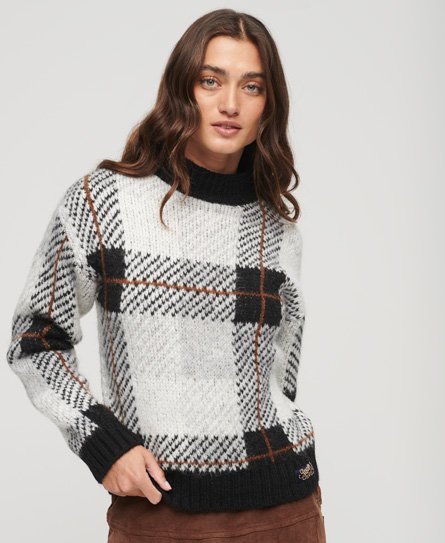 Superdry Women's Kastenförmiger Strickpullover mit Muster Schwarz - Größe: 34 von Superdry