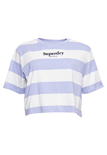 Superdry Damen Kastenförmiges Harper T-Shirt mit Streifen Blaureiher 40 von Superdry