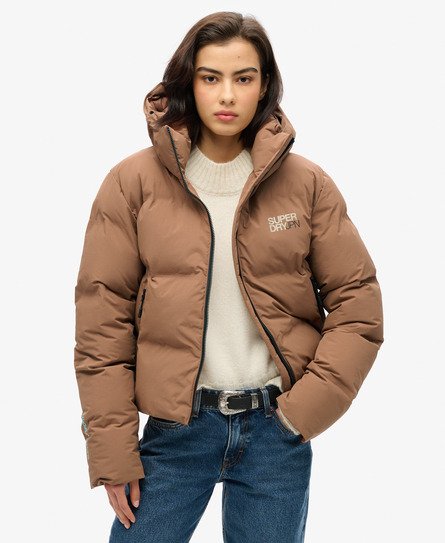 Superdry Women's Kastige Steppjacke mit Kapuze Braun - Größe: 42 von Superdry