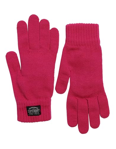 Superdry Damen Klassische Strickhandschuhe Handschuhe, rosa Pfau, S-M von Superdry