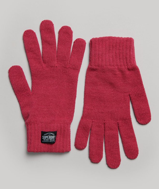 Superdry Damen Klassische Strickhandschuhe Pink - Größe: S/M von Superdry