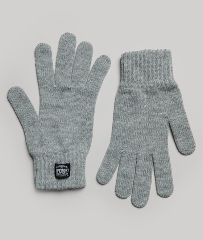 Superdry Damen Klassische Strickhandschuhe Silber - Größe: S/M von Superdry