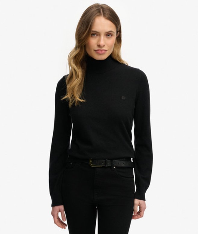 Superdry Damen Klassischer Rollkragenpullover Black - Größe: 36 von Superdry