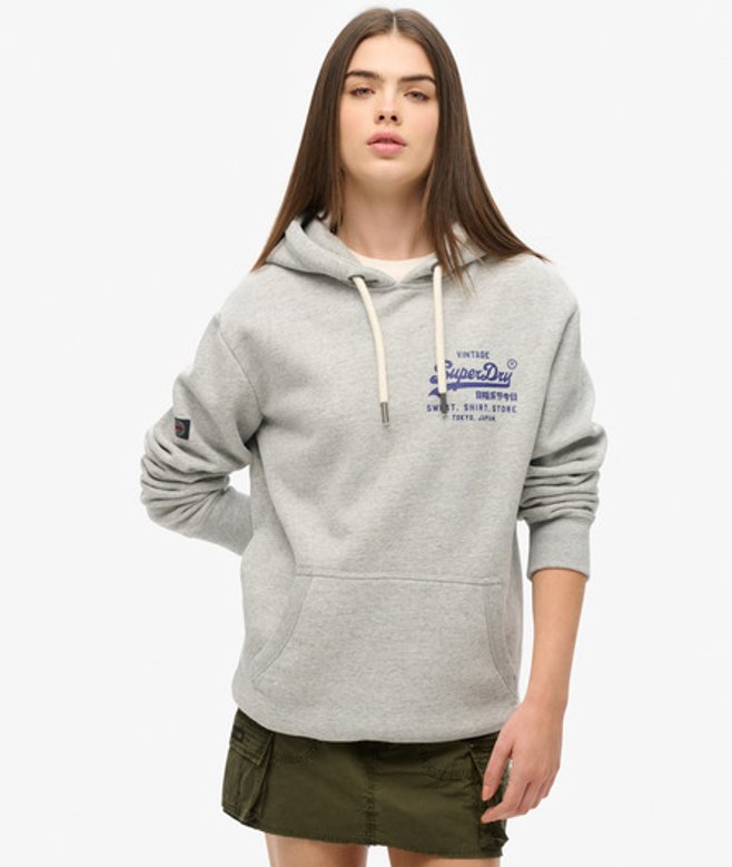 Superdry Damen Klassisches, übergroßes Vintage Hoodie mit Logo Grau - Größe: XL Superdry Damen Klassisches, übergroßes Vintage Hoodie mit Logo Grau - Größe: XL von Superdry