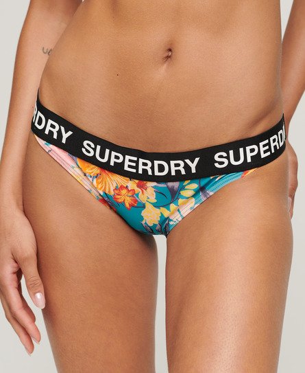 Superdry Damen Klassisches Bikinihöschen mit Logo Türkis - Größe: 36 von Superdry