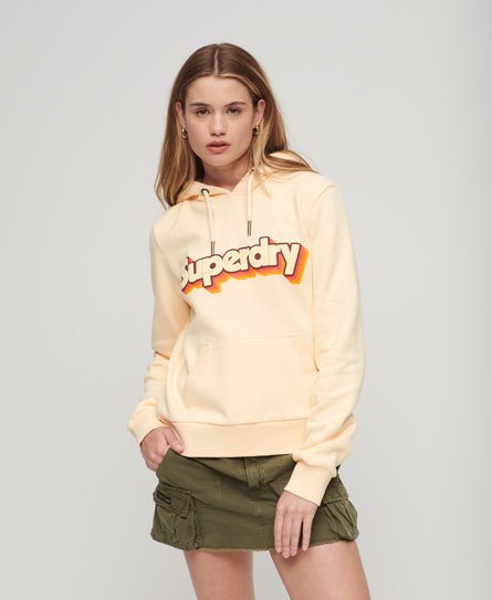 Superdry Women's Klassisches Hoodie im 70er-Jahre-Stil mit Logo Weiß - Größe: 36 von Superdry