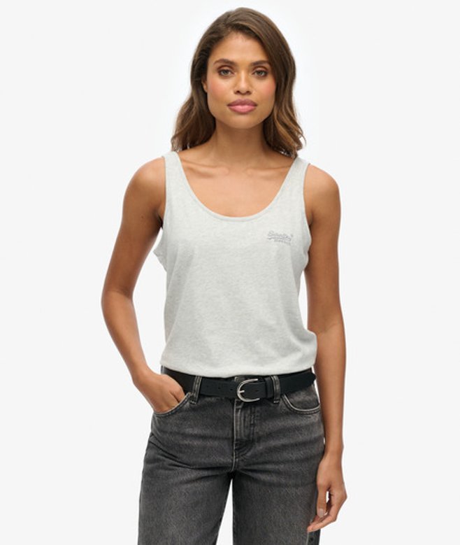 Superdry Damen Klassisches Trägershirt aus Bio-baumwolle Hellgrau - Größe: 42 von Superdry