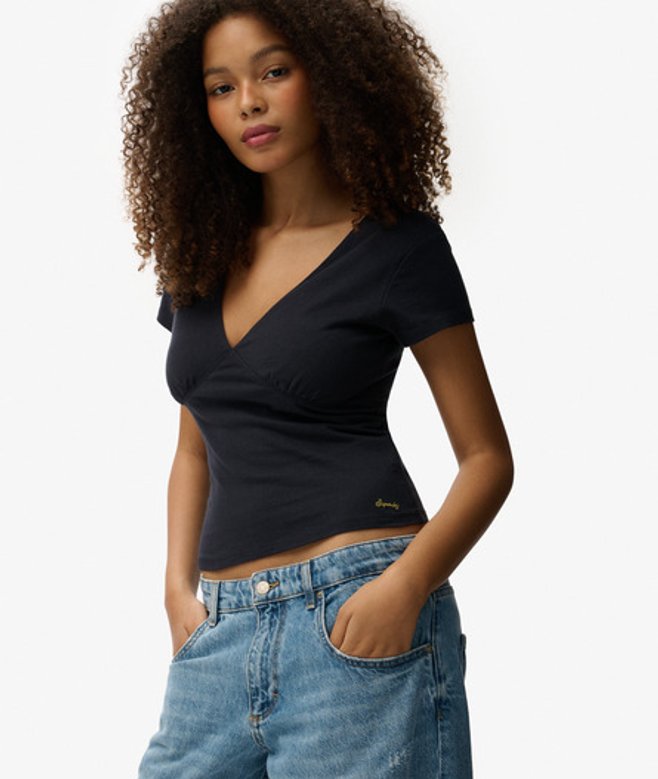 Superdry Damen Korsett-oberteil mit überschnittenen Schultern Navy - Größe: 42 Superdry Damen Korsett-oberteil mit überschnittenen Schultern Navy - Größe: 42 von Superdry