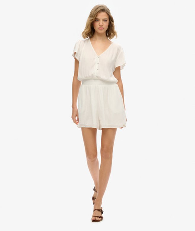 Superdry Damen Kurzärmeliger Playsuit mit Print White - Größe: 40 Superdry Damen Kurzärmeliger Playsuit mit Print White - Größe: 40 von Superdry