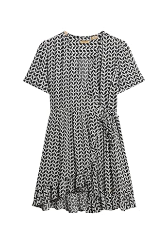 Superdry Damen Kurzärmeliges, bedrucktes Mini-Wickelkleid Ronnie Geo Mono 38 von Superdry