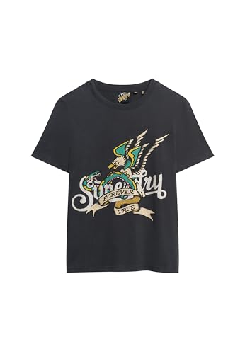 Superdry Damen Kurzärmeliges Oberteil T-Shirt, Schwarz, 40 von Superdry