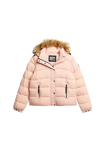 Superdry Damen Kurze Pufferjacke mit Kapuze und Kunstfellbesatz Helles Pink 40 Superdry Damen Kurze Pufferjacke mit Kapuze und Kunstfellbesatz Helles Pink 40 von Superdry