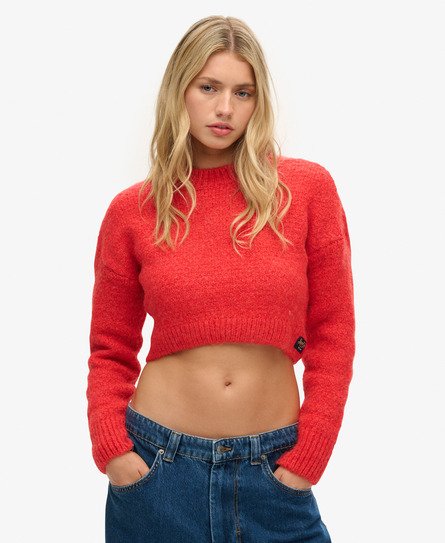 Superdry Women's Kurzer, Strukturierter Vintage-Strickpullover Orange - Größe: 42 von Superdry