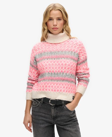 Superdry Women's Kurzer Strickpullover mit Rollkragen Creme - Größe: 42 von Superdry