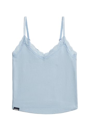 Superdry Damen Kurzes Athletic Essentials Trägertop mit Spitzenbesatz Blauer Nebel 34-36 von Superdry