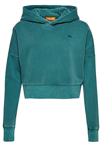 Superdry Damen Kurzes Hoodie im Washed-Look Dunkles Hydrotürkis 44 von Superdry