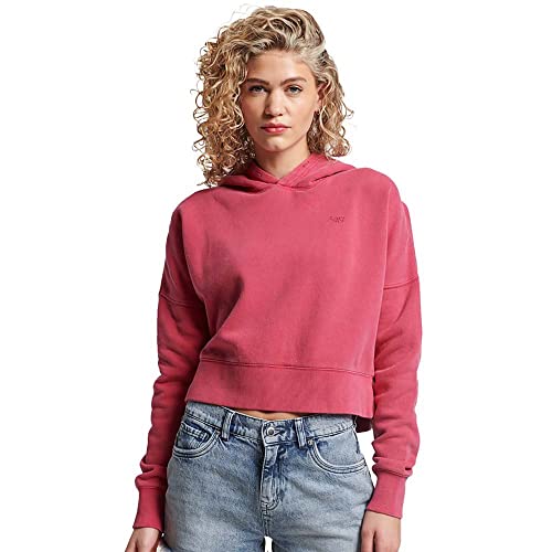 Superdry Damen Kurzes Hoodie im Washed-Look Rote Bete Pink 44 von Superdry