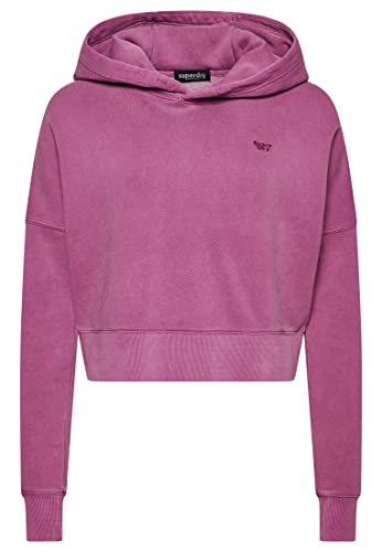 Superdry Damen Kurzes Hoodie im Washed-Look Traubenmarmelade Violett 44 von Superdry