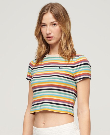 Superdry Women's Kurzes Vintage T-Shirt mit Streifen Gelb - Größe: 42 von Superdry